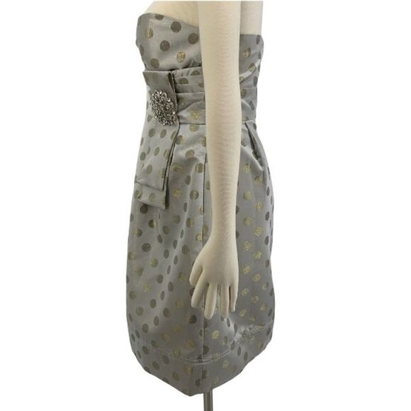 ELIZA J Embellished Strapless Metallic Satin Party Bridesmaid Dress Size 6 New - Picture 9 of 13